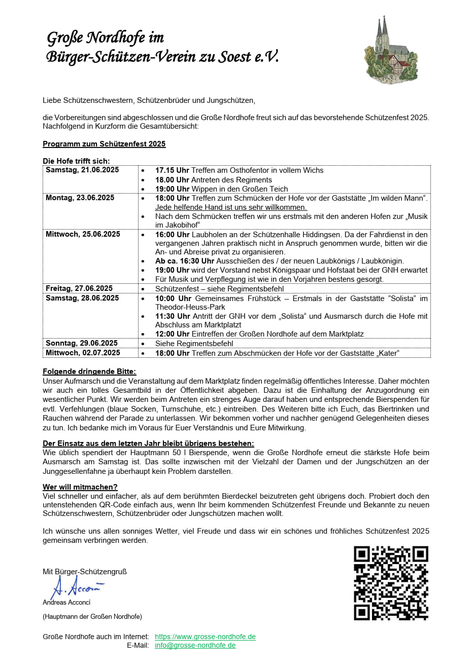Programm zum Schützenfest 2024